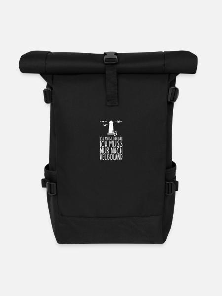Ich muss gar nix Ich muss nur nach HELGOLAND - Rolltop Rucksack - Schwarz