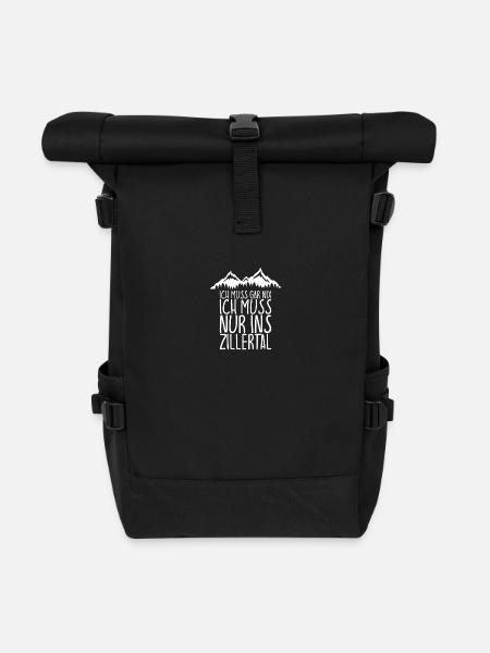 Ich muss gar nix Ich Muss nur ins ZILLERTAL - Rolltop Rucksack - Schwarz
