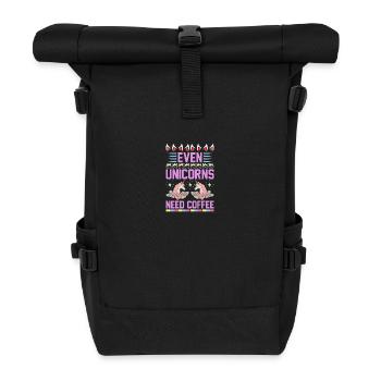 Licorne Même les licornes ont besoin de café - Sac à dos roll top - noir - Devant