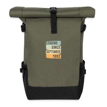 Geboren September 1992 30 Jahre 30er 30.Geburtstag - Rolltop Rucksack - Olive/Schwarz - Vorne