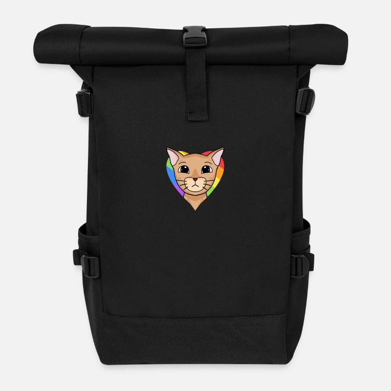 LGBT Katze Abessinierkatze Regenbogen - Rolltop Rucksack - Schwarz