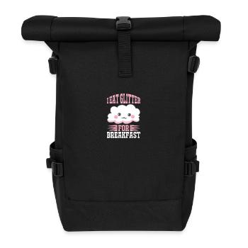 I eat glitter for breakfast Unicorn - Roll Top Backpack - black - Front