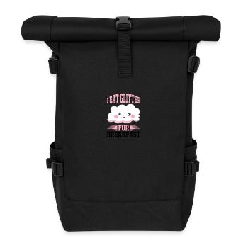 I eat glitter for breakfast Unicorn - Roll Top Backpack - black - Front