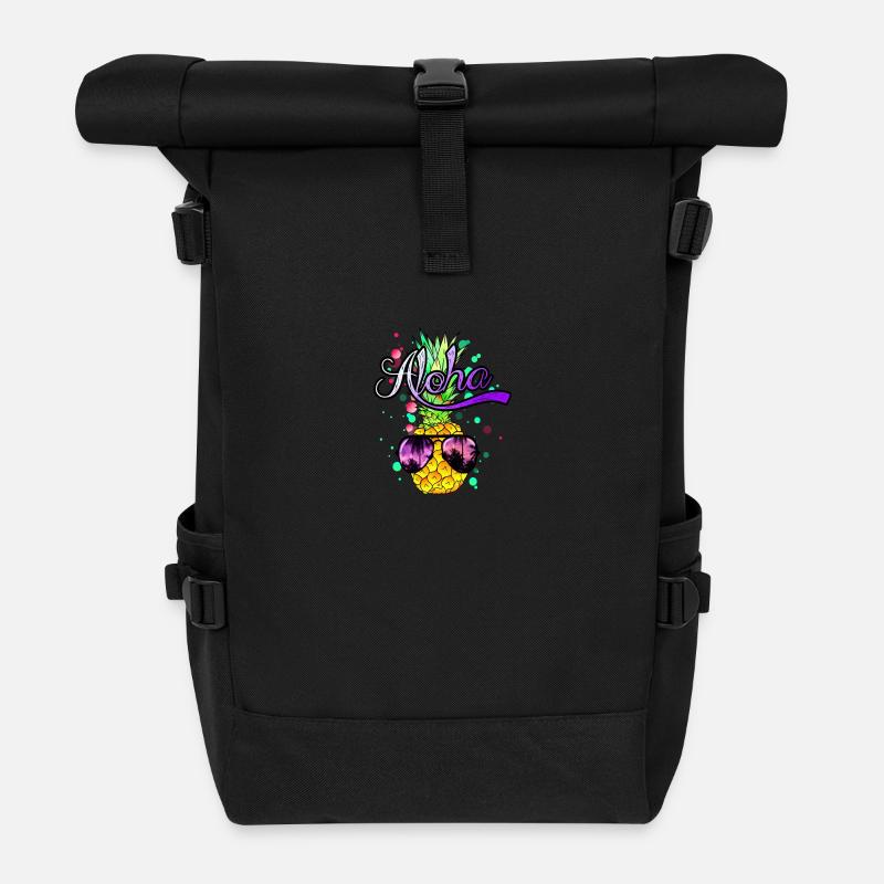 Aloha coole Ananas mit Sonnenbrille - Rolltop Rucksack - Schwarz