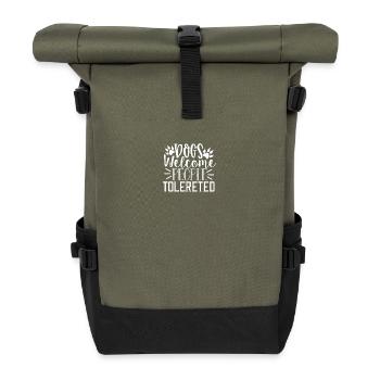Dogs Welcome People tolerated - Roll Top Backpack - olive/black - Front