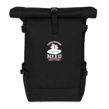 Alle Einhörner brauchen Kaffee Unicorn - Rolltop Rucksack - Schwarz - Vorne