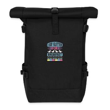 Ich esse Glitzer zum Frühstück Unicorn - Rolltop Rucksack - Schwarz - Vorne