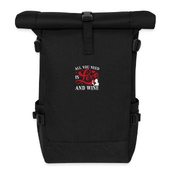Tout ce dont vous avez besoin, c’est d’amour et de vin - Sac à dos roll top - noir - Devant