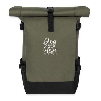 Dog mom Life is shaggy - Roll Top Backpack - olive/black - Front
