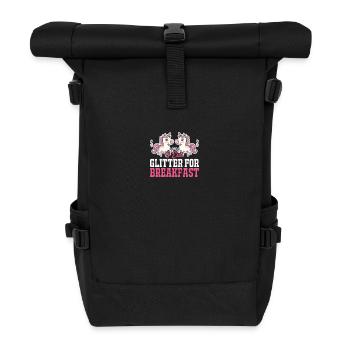 I eat glitter for breakfast Unicorn - Roll Top Backpack - black - Front