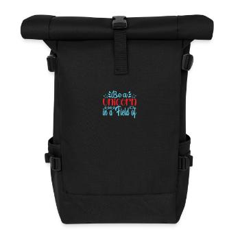 Soyez une licorne sur une prairie de chevaux Licorne - Sac à dos roll top - noir - Devant