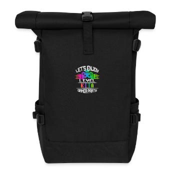 Level KITA keep calm and game on - Rolltop Rucksack - Schwarz - Vorne