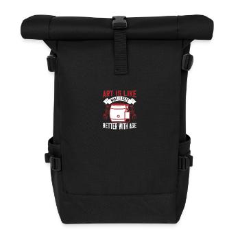 Kunst ist wie Wein - Rolltop Rucksack - Schwarz - Vorne