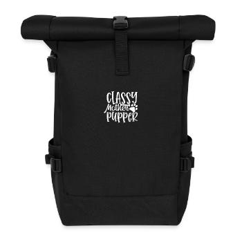 Stylish puppy mother - Roll Top Backpack - black - Front