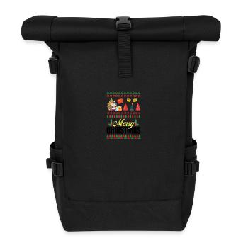 Fröhliche Weihnachten Ugly Christmas Sweater - Rolltop Rucksack - Schwarz - Vorne