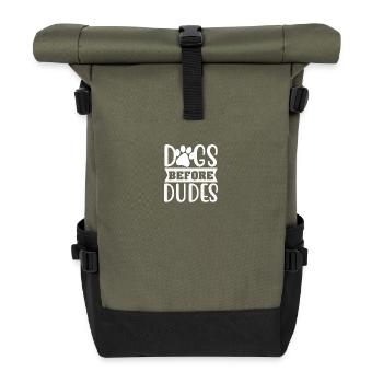 Dogs in front of guys - Roll Top Backpack - olive/black - Front