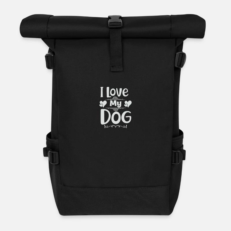 Ich liebe meinen Hund - Rolltop Rucksack - Schwarz