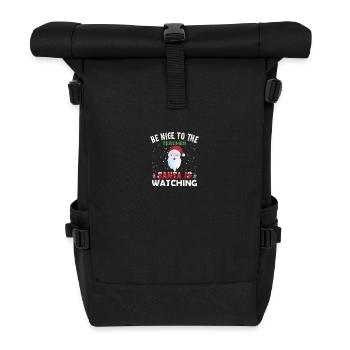 Sei nett zum Lehrer Santa is Watching - Rolltop Rucksack - Schwarz - Vorne
