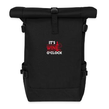 Es ist Weinzeit - Rolltop Rucksack - Schwarz - Vorne