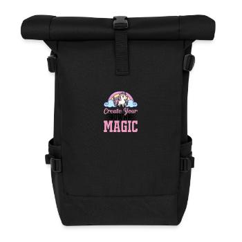 Erschaffe deine eigene Magie Unicorn - Rolltop Rucksack - Schwarz - Vorne