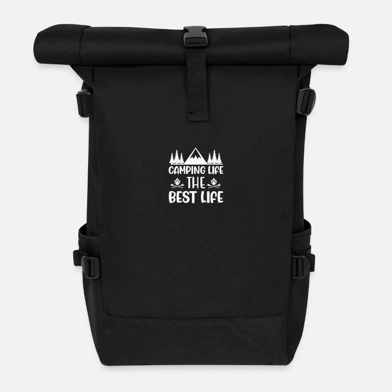 Wandern Wanderer Zelten lustiger Spruch - Rolltop Rucksack - Schwarz