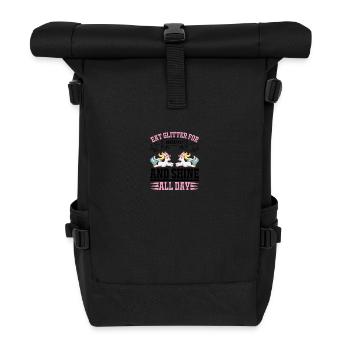 Eat glitter for breakfast shine all day - Roll Top Backpack - black - Front