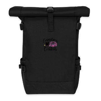 Lagerfeuer und Cocktails Wandershirt - Rolltop Rucksack - Schwarz - Vorne