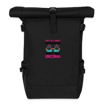 Das Leben besteht aus Regenbögen und Glitzer - Rolltop Rucksack - Schwarz - Vorne