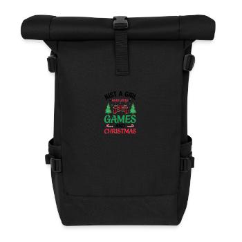 Just a girl who loves games Norwegian patterns - Roll Top Backpack - black - Front