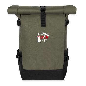 Scheiß drauf - Rolltop Rucksack - Olive/Schwarz - Vorne