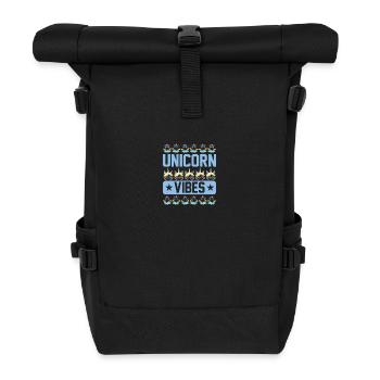 Einhorn Unicorn Vibes - Rolltop Rucksack - Schwarz - Vorne