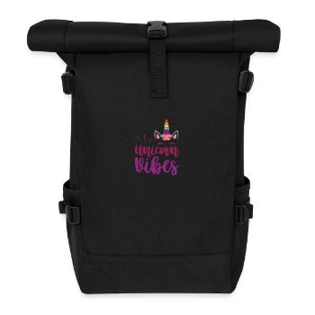 Einhorn Unicorn Vibes - Rolltop Rucksack - Schwarz - Vorne