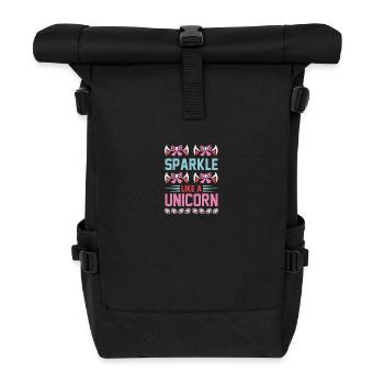 Glitzern wie ein Einhorn Unicorn - Rolltop Rucksack - Schwarz - Vorne