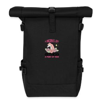 From the point of view of a unicorn unicorn - Roll Top Backpack - black - Front
