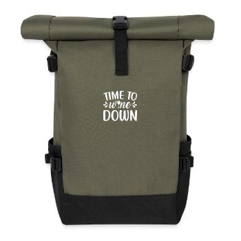 Zeit, Wein zu trinken - Rolltop Rucksack - Olive/Schwarz - Vorne