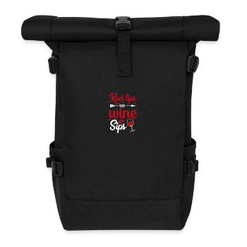 Lèvres rouges et vin - Sac à dos roll top - noir - Devant