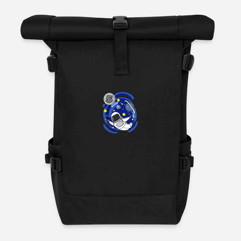 5 Jahre 5. Geburtstag - Astronaut Junge Geschenk - Rolltop Rucksack - Schwarz
