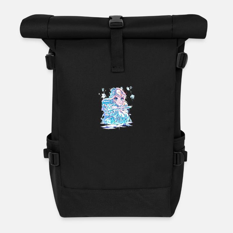 Eiskristall Schneekönigin Anime Eisprinzessin - Rolltop Rucksack - Schwarz