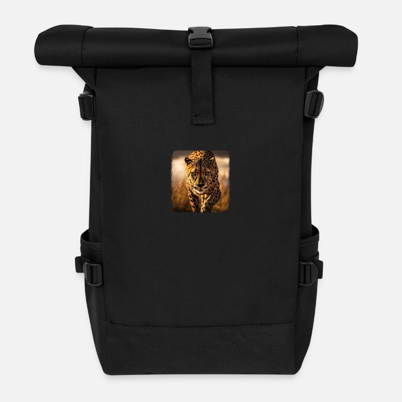 Geparde realistic Gepard - Rolltop Rucksack - Schwarz