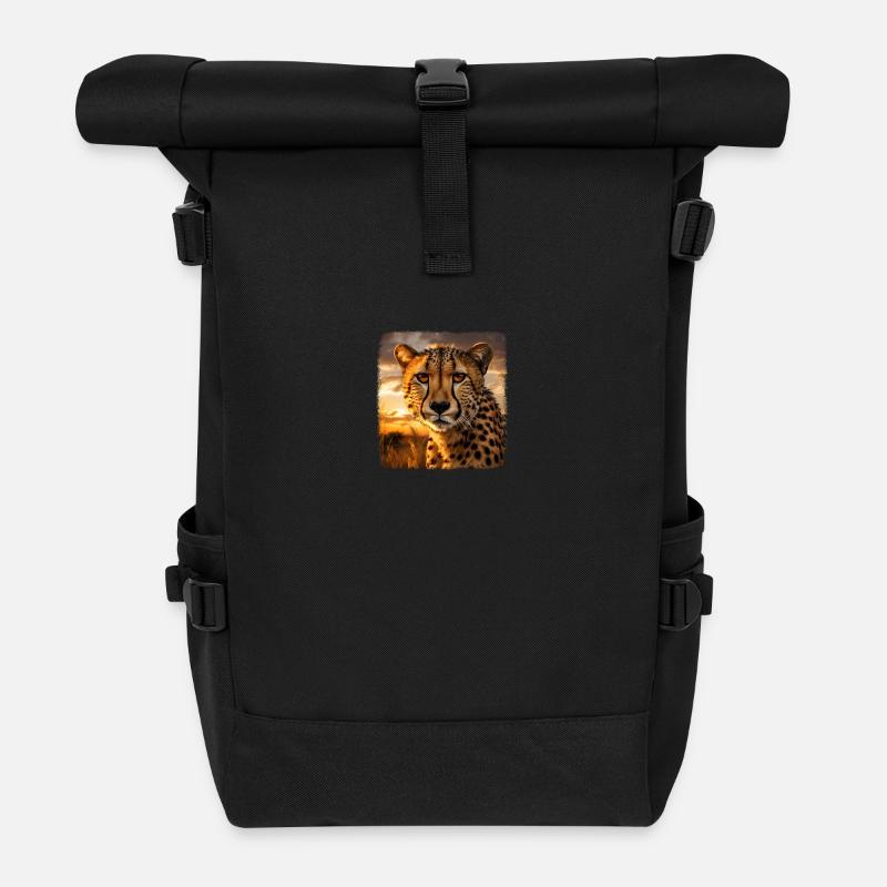 Geparde realistic Gepard - Rolltop Rucksack - Schwarz