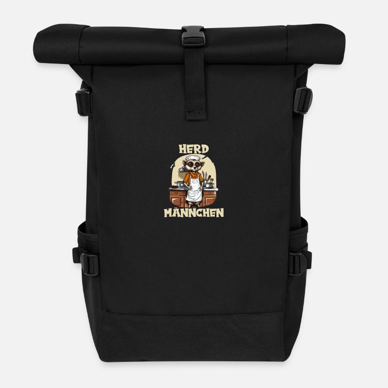 Erdmännchen kochen Koch Kochmütze Herdmännchen - Rolltop Rucksack - Schwarz