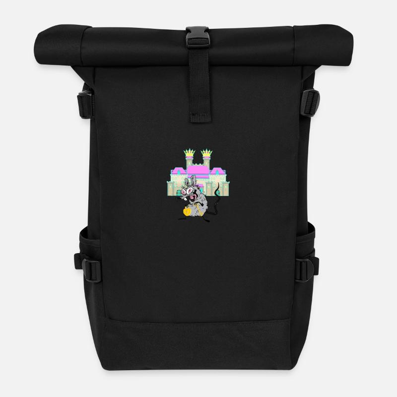 Schloss Märchen Ratte Mittelalter Nager Burg Kind - Rolltop Rucksack - Schwarz