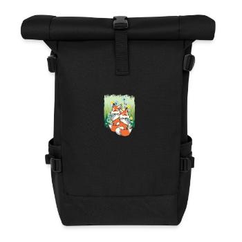 Fuchs Füchse Kinder Kind Natur Waldtiere - Rolltop Rucksack - Schwarz - Vorne