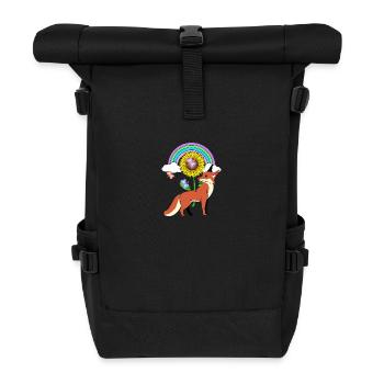Regenbogen Fuchs Sonnenblume Kinder - Rolltop Rucksack - Schwarz - Vorne