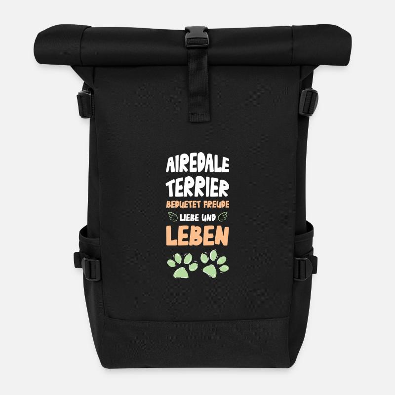Airedale Terrier Liebe Leben - Rolltop Rucksack - Schwarz
