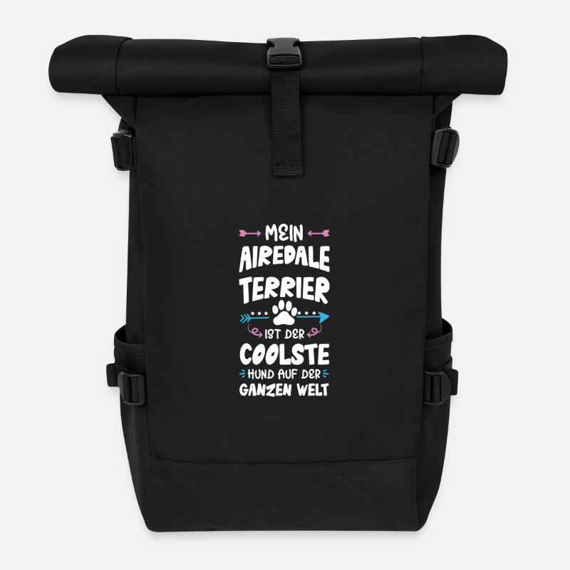 airedale terrier hund spruch - Rolltop Rucksack - Schwarz