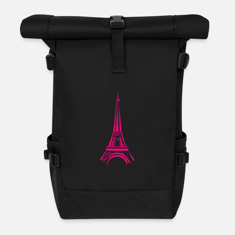 Tour Eiffel rose - Sac à dos roll top - noir
