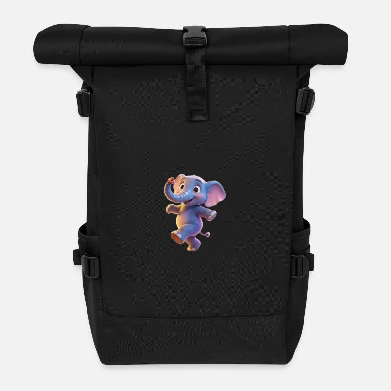 Neonfarben Elefanten-Tanzkind - Rolltop Rucksack - Schwarz
