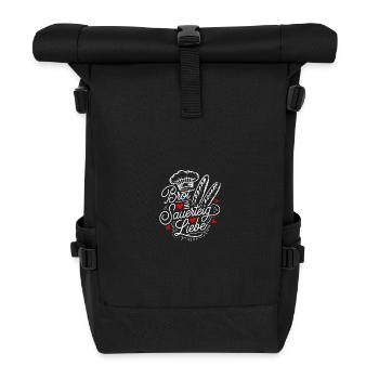 Backen ist Sauerteig und Liebe - Rolltop Rucksack - Schwarz - Vorne