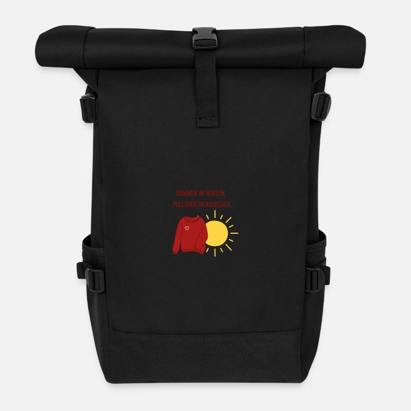 Summer in the heart, sweater in the backpack - Roll Top Backpack - black